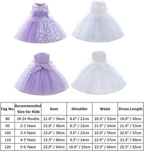 Miniatura 7 de Vestido de tutú de mariposa con pétalos de flores para niños, para boda, concurso de baile, primera comunión, cumpleaños, tul