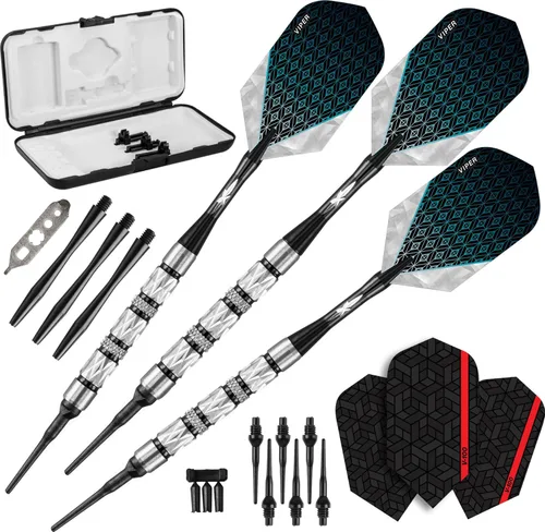 Miniatura 7 de Viper by GLD Products Diamond - Dardos de punta suave de tungsteno al 90% con estuche de almacenamiento/viaje, anillos negros, 16 gramos (21-4802-16)