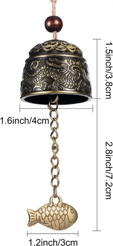 Miniatura 2 de 2 Piezas Campanas Fengshui Campanas de Dragón Vintage Campanillas de Viento Fengshui Buena Suerte Suministros Colgantes para Hogar Jardín Bendición