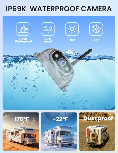 Miniatura 4 de Cámara de respaldo inalámbrica RV fácil de instalar: Plug & Play para Furrion RV precableada - 6.86 pulgadas 1080P IPS HD pantalla táctil sin