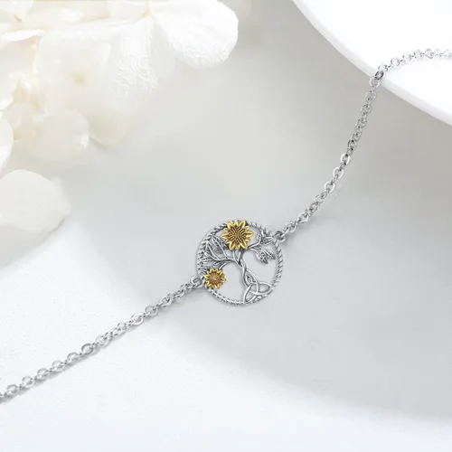 Miniatura 3 de Pulsera de plata de ley 925 ajustable con diseño de ajolote, panda, racón, girasol, joyería para hija o amiga, regalo de cumpleaños