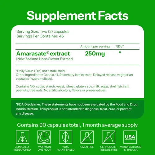 Miniatura 3 de Suplemento para control de calorías 6X Activador natural de GLP-1, fórmula oficial y patentada de Amarasate, suplemento dietario basado en plantas