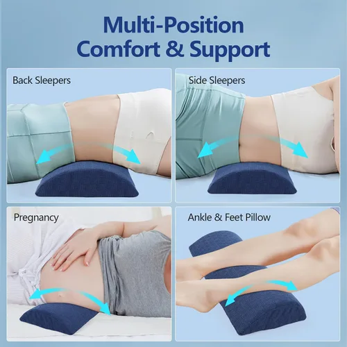 Miniatura 6 de Cozyhealth - 2.95 pulgadas de alto x 18.7 pulgadas de largo - Almohada lumbar suave y pequeña para dormir, cojín de apoyo lumbar de espuma Azul