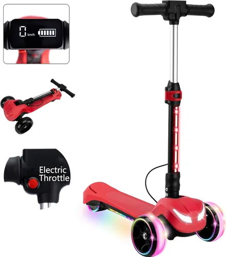 Miniatura 9 de Patinete eléctrico de 24V para niños con motor potente de 150W, acelerador de pulgar, pantalla LCD, Bluetooth, luz en el manillar, plataforma