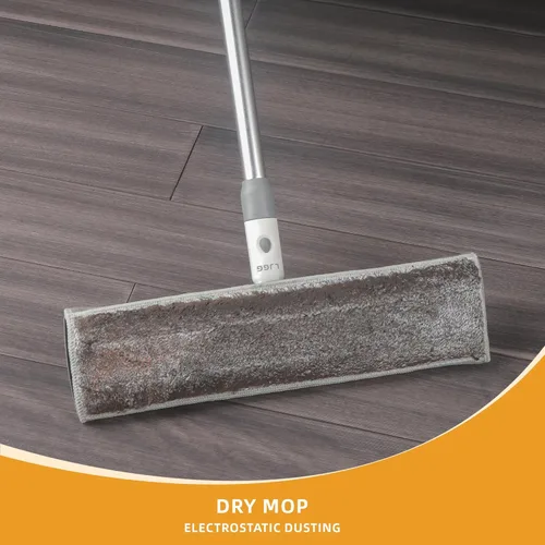 Miniatura 6 de Mopa plana de microfibra para limpieza de suelos, base de aluminio de 15.7 pulgadas (15.7 in), mango de aluminio de 4 secciones de 52 pulgadas, uso