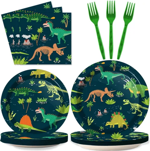 Miniatura 9 de Tevxj Juego de vajilla de 96 piezas para fiesta mexicana de feliz cumpleaños, platos de postre desechables, platos de fiesta, servilletas, tenedores