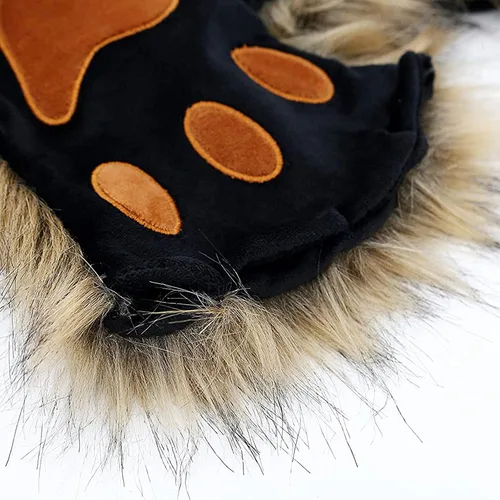 Miniatura 4 de HAOAN Guantes de pata de lobo de piel sintética para gatos, guantes sin dedos, para invierno, cálidos, cosplay, Halloween, fiesta de disfraces