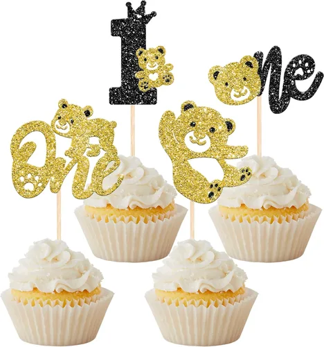 Miniatura 11 de Rsstarxi Paquete de 24 Adornos para Cupcakes We Can Bearly Wait con Purpurina de Oso para Baby Shower, Palillos Decorativos para Cupcakes