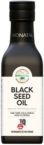 Aceite de semilla negra etíope BioNatal 5 oz de vidrio – Nigella sativa prensado en frío que produce aceite de semilla negra de comino, sin refinar