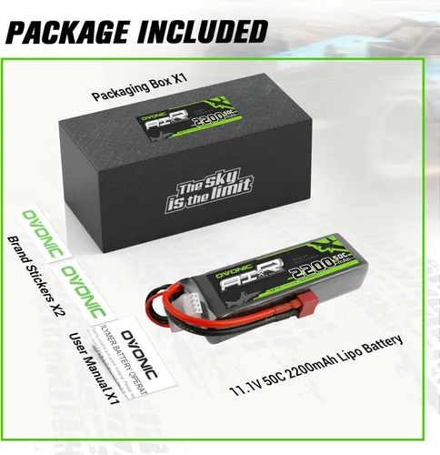 Miniatura 6 de OVONIC 3S Lipo Batería 50C 2200mAh 11.1V Lipo Batería con Dean-Style T Conector para RC Avión Quadcopter Helicóptero FPV Drone