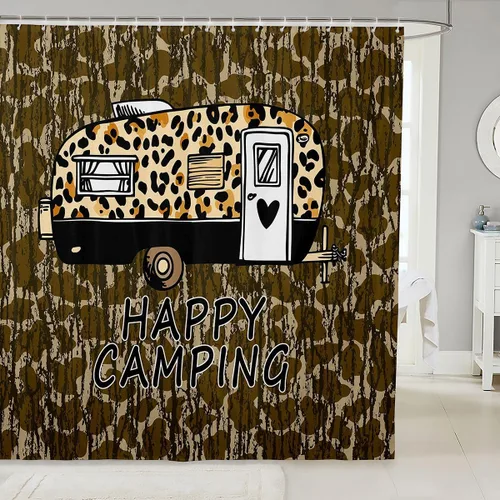 Miniatura 10 de Erosebridal American Flag Shower Curtain 72" Wx72 L Army Green Camo Waterproof Bathroom Curtains Bear Claw Hunting Theme Bathroom Shower Curtain