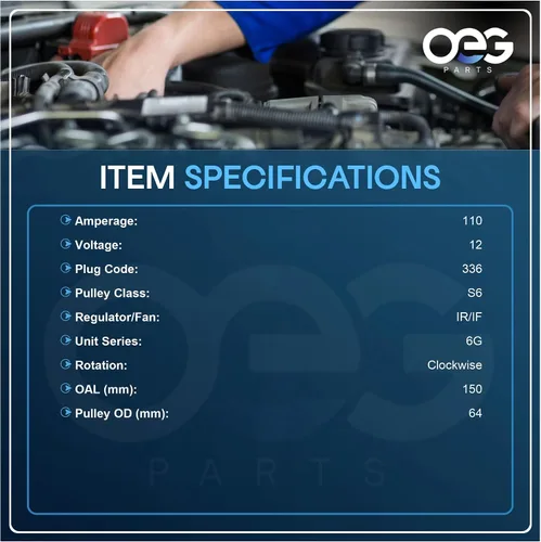 Miniatura 3 de OEG Parts - Alternador nuevo compatible con Ford Mustang 3.8L 3.9L 2001-2004 1R3U-AA, 1R3U-AB, 1R3U-AC, 1R3U-AD, AFD0075, 40014048, 40014048R