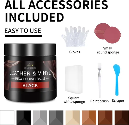 Miniatura 6 de Kit de reparación de cuero y bálsamo de cuero para muebles, restaurador de cuero negro para sofás, muebles, asientos de automóvil, pintura de cuero
