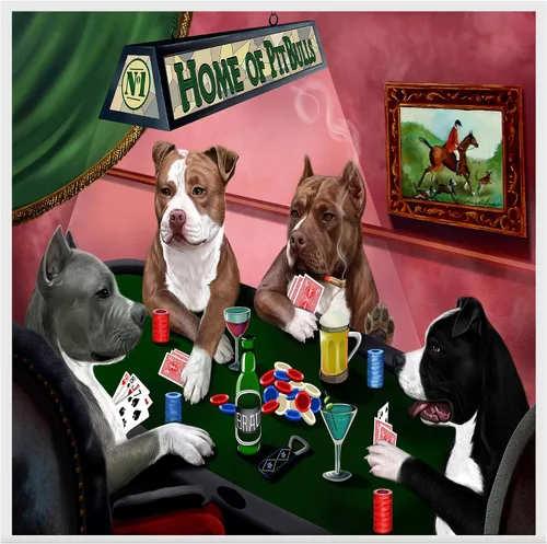 Miniatura 11 de Home of Poker Playing Pit Bull Dogs - Lienzo decorativo de pared de alta calidad listo para colgar, lienzo de pared impreso de animales únicos