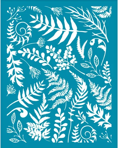 OLYCRAFT Plantilla de arcilla de 4 x 5 pulgadas, diseño de hojas de helecho, pantalla de seda para hojas de arcilla polimérica, plantillas de Hoja