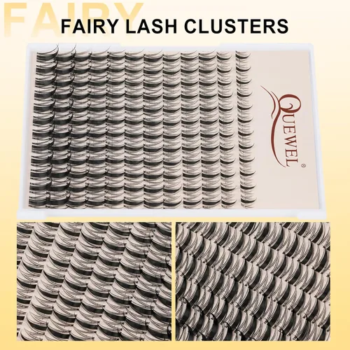 Miniatura 3 de QUEWEL Fairy-Lash-Clusters, 144 piezas Manga-Lash-Clusters Mix10-18mm Banda Invisible Natural Finas Clusters de Pestañas para Extensiones