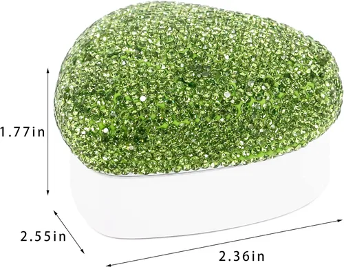 Miniatura 6 de Naimo Caja de anillo con forma de corazón de diamantes de imitación con luz LED, soporte de terciopelo para aretes, monedas, caja de joyería