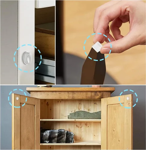 Miniatura 7 de LOMIMOS 200 piezas de parachoques para puerta de gabinete, suave autoadhesivo, transparente, amortiguador de sonido, almohadilla protectora de goma