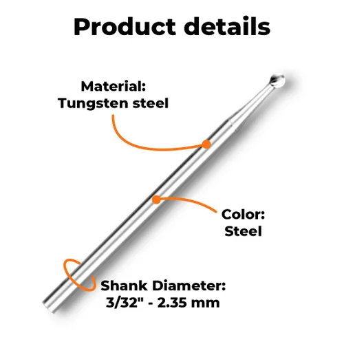 Miniatura 5 de 6 brocas de acero de tungsteno para tallar madera, brocas de grabado de vástago de 3/32 pulgadas (0.093 in) para herramientas rotativas, compatibles
