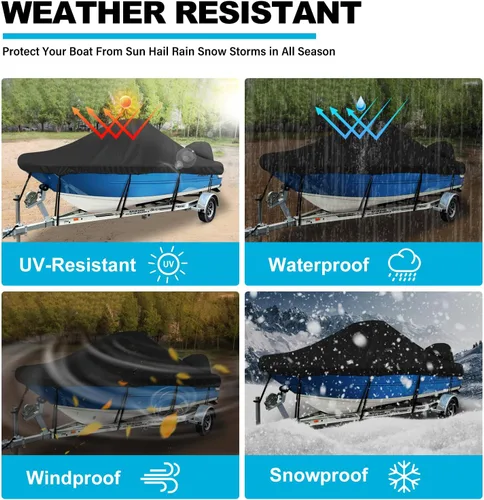 Miniatura 6 de Cubierta impermeable para consola central de barco de 16 a 18 pies, lona de poliéster de grado marino 1300D resistente de 16 pies 17 pies y 18 pies