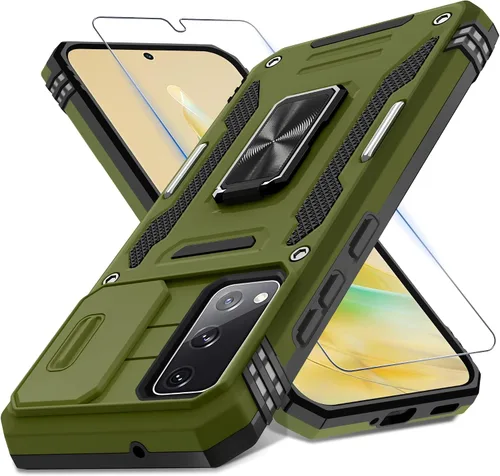 Miniatura 24 de DEERLAMN Funda para Samsung Galaxy A14 5G con Cubierta Deslizante para Cámara + Protector de Pantalla (2 Paquetes), Soporte de Anillo Giratorio