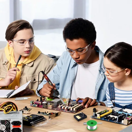 Miniatura 7 de Kit de soldador, soldadores digitales LCD de 80 W 110 V, herramientas de soldadura portátiles con calentador de cerámica, preciso 356°F-896°F