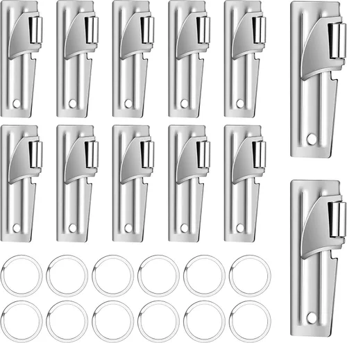 Miniatura 11 de 12 abrelatas de estilo militar con llaveros, abrelatas Anglecai P-51 y P-57, abrelatas de latas de acero inoxidable para supervivencia del ejército