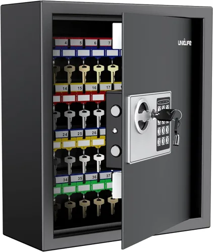 Miniatura 9 de Uniclife Caja de Llaves de 71 Posiciones, Caja de Bloqueo de Llaves de Pared con Código y Cerradura de Llaves, Gabinete de Llaves con Huella