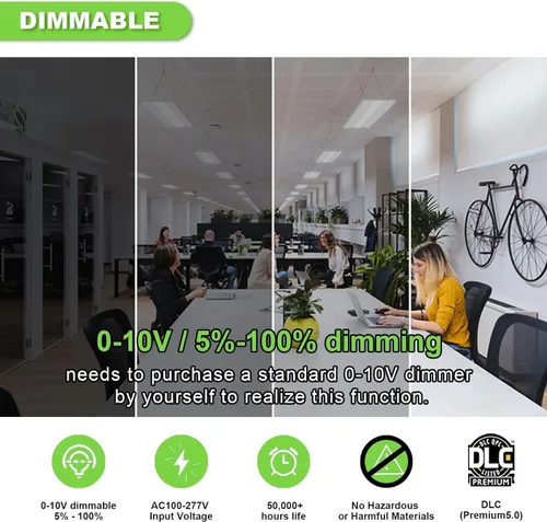 Miniatura 5 de Cortelco Luz LED Troffer de 2 x 4 - 25 W/30 W/35 W/40 W/50 W, hasta 7500 lúmenes, 4 CCT seleccionables 3000 K/3500 K/4000 K/5000 K, panel de techo