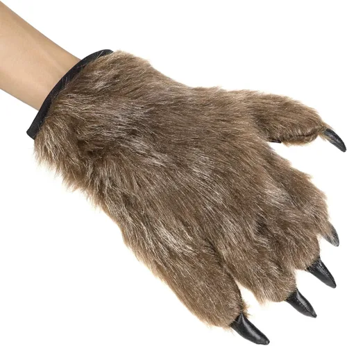 1 par de guantes de pata peluda de animales de Halloween, hombre lobo, oso diablo, guantes horribles para manos peludas, guantes de garra,
