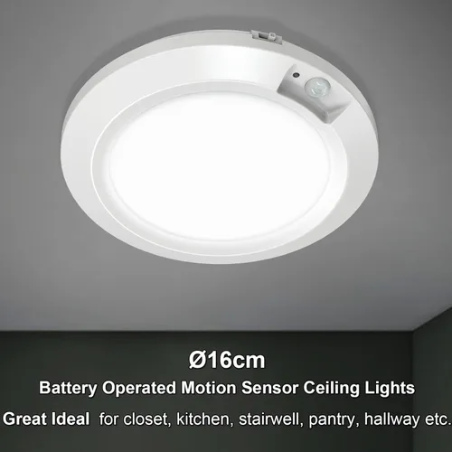 Miniatura 2 de Luces LED de armario con sensor de movimiento para interiores, funciona con pilas, 210LM 6000K, blanco frío para lavandería, escalera, pasillo