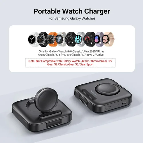 Miniatura 2 de Cargador portátil para cargar Samsung Watch, SwanScout 303S, cargador inalámbrico de 1800 mAh para Galaxy Watch 8 Classic/8/7/Ultra/6/6 Classic/5/5