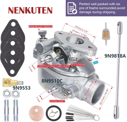 Miniatura 3 de Carburador 8N9510C para tractor Ford 8N 9N 2N 1939-1952 Marvel Schebler Carb reemplaza 8N9510C-HD 8N9510C 9N9510A B3NN9510A TSX241A TSX33 con junta