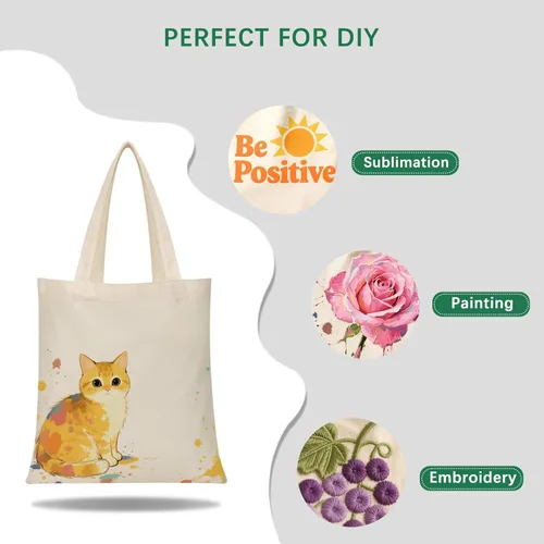 Miniatura 7 de OKBA Bolsas de mano de sublimación, bolsas de poliéster para sublimación, personalizaciones de bricolaje bolsas de lona en blanco de 12.2 x 14.2