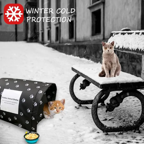 Miniatura 6 de Refugio para Gatos Tamaño L Grande para 3 Gatos Adultos al Aire Libre, Casa para Gatos Ferales para Invierno, Impermeable y Cálida Casa para Gatos