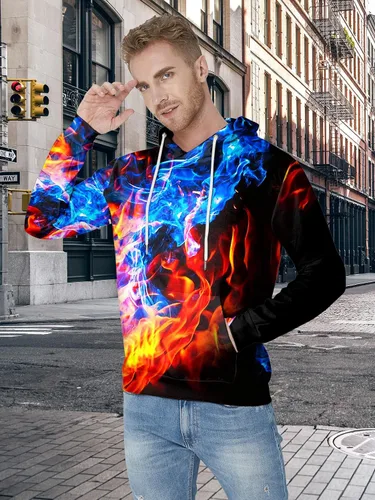 Miniatura 2 de uideazone Sudadera con capucha con estampado 3D para hombre y mujer, con bolsillo tipo canguro