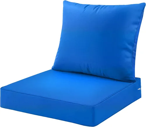 Miniatura 20 de ARTPLAN Juego de 2 cojines de asiento profundo con respaldo, cojines de sofá para exteriores para todo tipo de clima, tela de poliéster, espuma