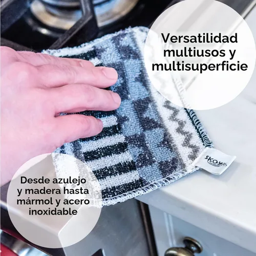 Miniatura 3 de Skoy Scrub, pack de 2 reutilizable, estropajo para platos sin rayar para limpieza de cocina y hogar, amigable con el planeta, estropajo suave apto
