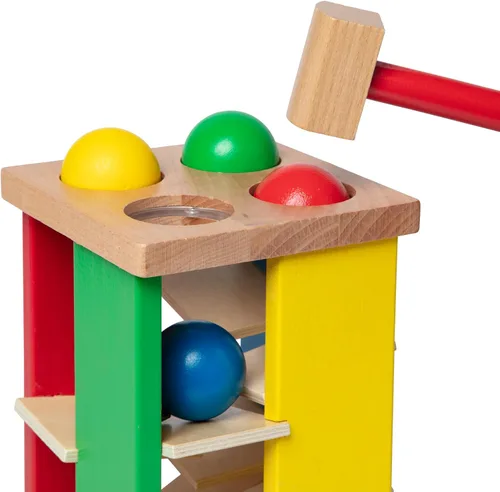 Miniatura 4 de Melissa & Doug Deluxe Golpear y rodar Juguete torre de madera con martillo.