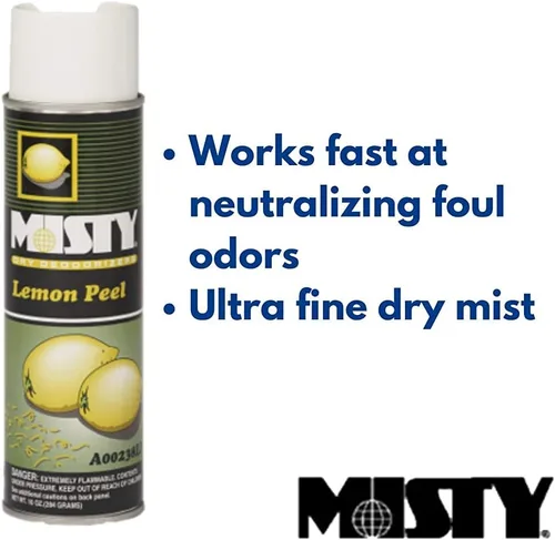 Miniatura 9 de Misty 1001842 - Aerosol desodorizante ambientador, cáscara de limón, 10 onzas (caja de 12), neutralizador de olores prémium para humo