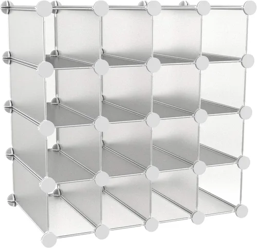Lavish Home - Organizador de cubos con 16 estantes de cubo con estantes modulares entrelazados, personalizables, apilables para organización y