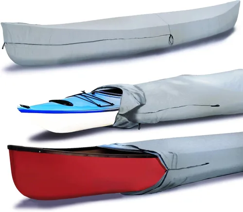 Miniatura 9 de EliteShield Cubierta para canoa, cubierta para kayak; impermeable, resistente a los rayos UV, de poliéster de grado marino, canoa, kayak, barco, Gris