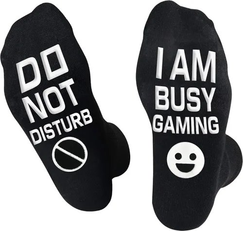 Miniatura 90 de AGRIMONY Calcetines divertidos con texto en inglés «Do Not Disturb Gaming» para hombres, mujeres, adolescentes, niños, Pascua, padres, cumpleaños