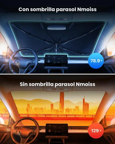 Miniatura 2 de Nmoiss - Parasol para parabrisas Nmoiss - [Escudo térmico con revestimiento de vinilo] Protege el automóvil de los rayos solares y daños por calor