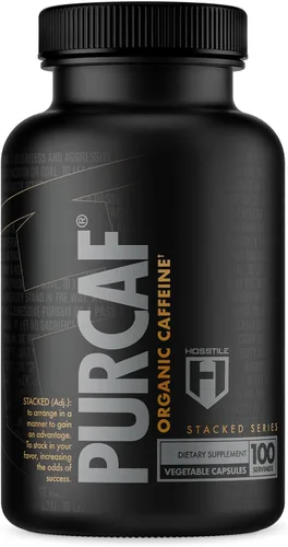 HOSSTILE PurCaf Cápsulas de cafeína orgánica, suplemento energético natural, sin choques ni nerviosismo, enfoque y energía antes del entrenamiento,
