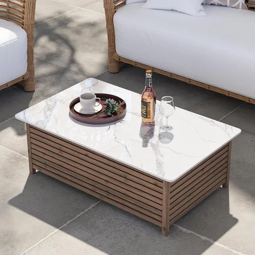 Miniatura 9 de Square Table Top, 19.6” White Sintered Stone Tabletop, DIY Replacement & Cover Marble Desktop, Scratch & Wear Resistant, Suitable for Indoor &