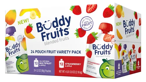 Miniatura 14 de Buddy Fruits Snacks To Go Puré de manzana sin azúcar de mango sin azúcar, bolsa de 3.2 onzas (18 unidades) sin gluten, frutos secos, conservantes