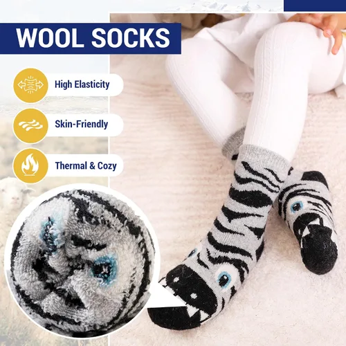 Miniatura 33 de Eocom 6 pares de calcetines de invierno cálidos de lana para niños y niñas