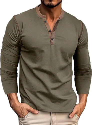 Miniatura 12 de Henley Shirt for Men, Long Sleeve Casual Button Placket, Classic Lightweight Cotton Pullover Basic Tee Tops