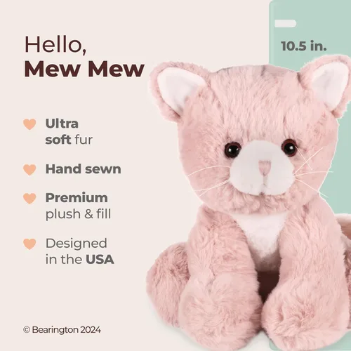 Miniatura 2 de Bearington Mew Mew The Pink Kitty - Peluche de 10.5 pulgadas, peluche de gato, gato Stuffy